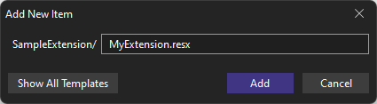 Visual Studio - Add New Item - A file with .resx extension