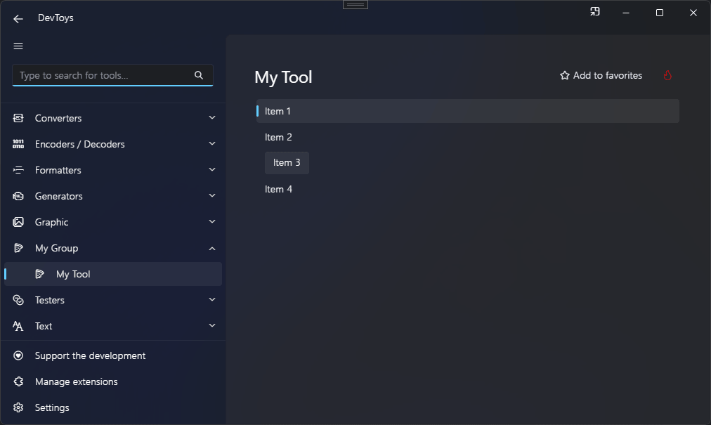 DevToys - My Tool - List