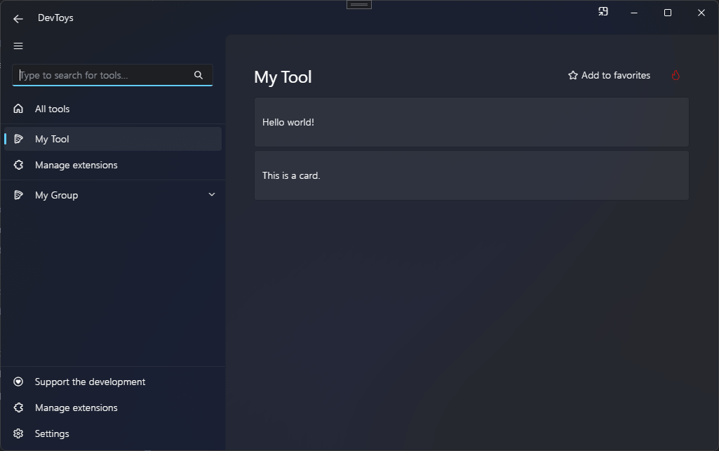 DevToys - My Tool - Card