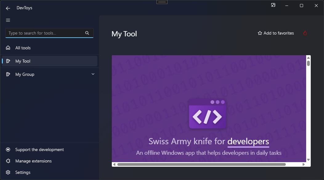 DevToys - My Tool - Web View