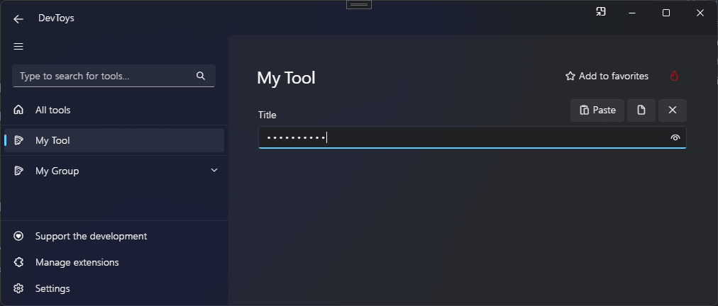 DevToys - My Tool - Password Input